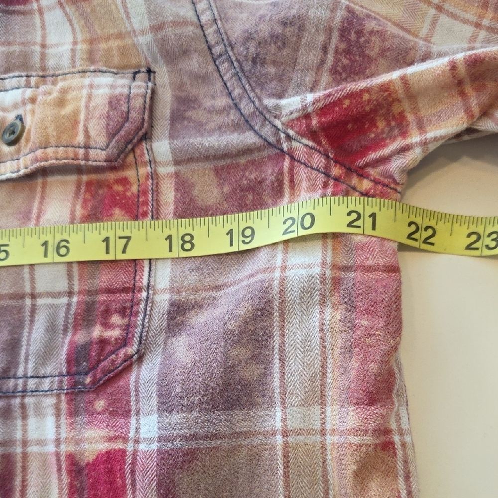 Cheveux Swag Ragz Upcycled Bleached Flannel Red White Plaid Unisex Size M Grunge - Picture 9 of 10